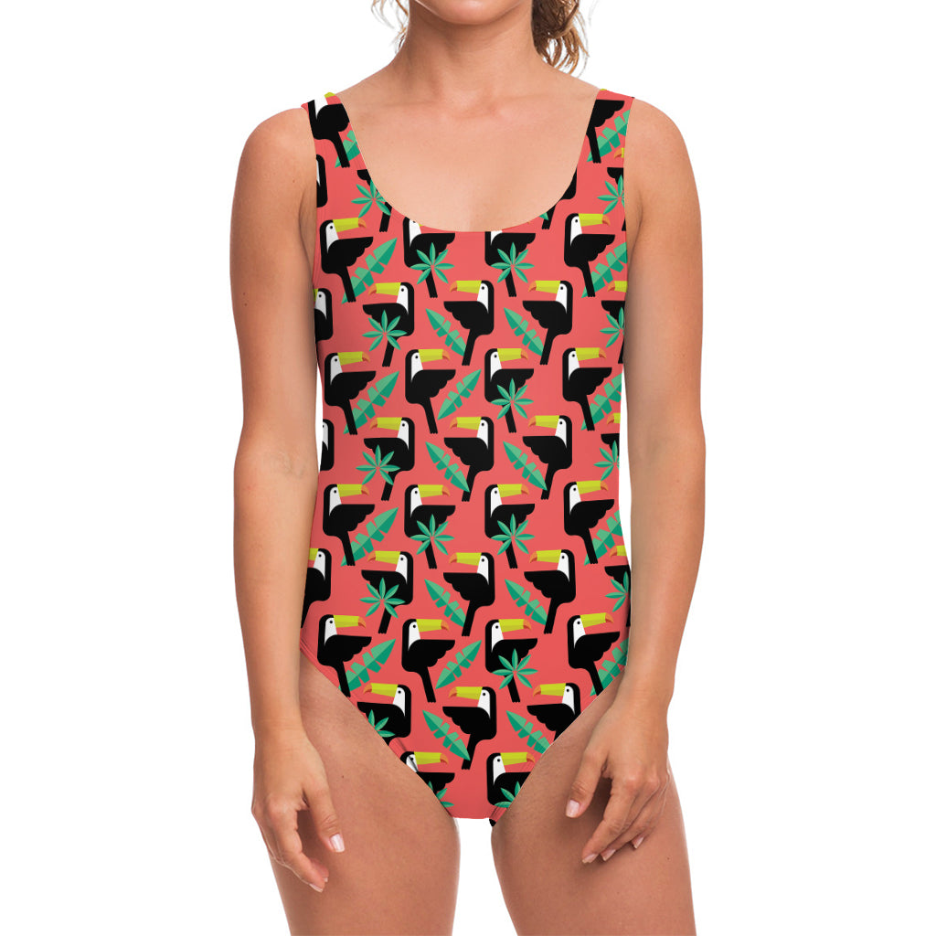 Tropical Toco Toucan Pattern Print One Piece Swimsuit