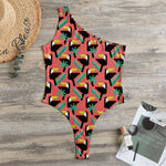 Tropical Toco Toucan Pattern Print One Shoulder Bodysuit