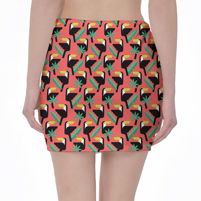 Tropical Toco Toucan Pattern Print Pencil Mini Skirt