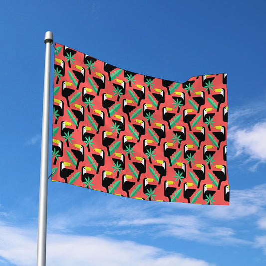 Tropical Toco Toucan Pattern Print Polyester Flag