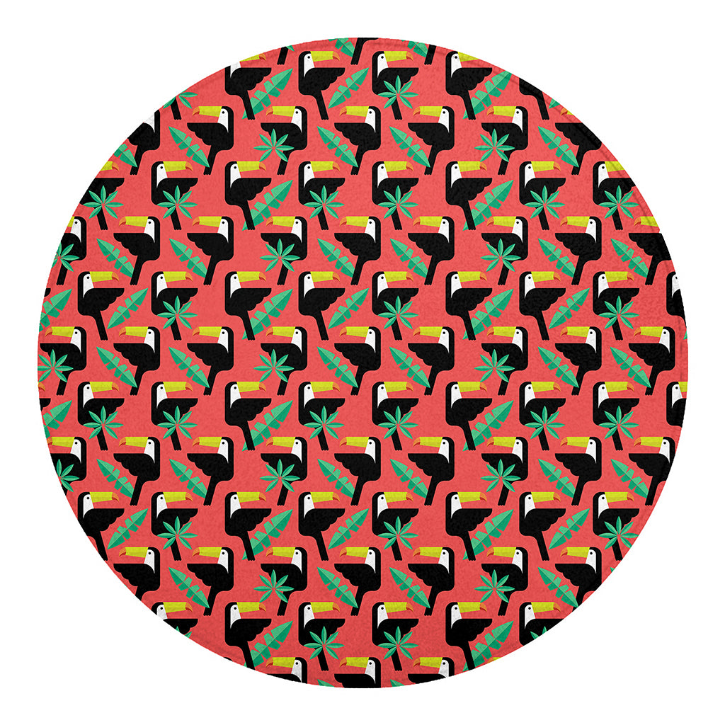 Tropical Toco Toucan Pattern Print Round Blanket