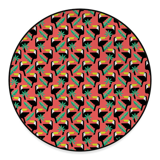 Tropical Toco Toucan Pattern Print Round Floor Mat
