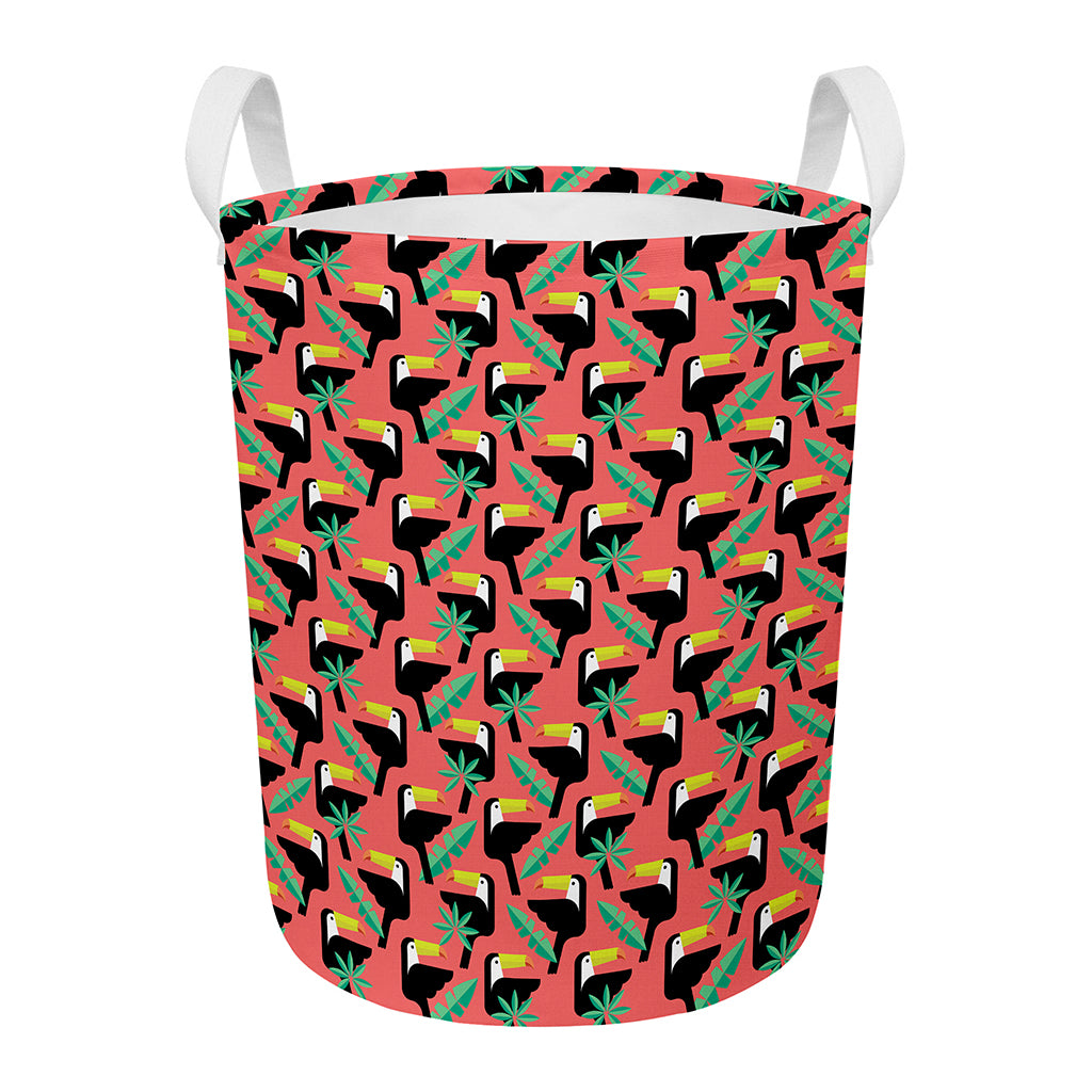 Tropical Toco Toucan Pattern Print Round Laundry Basket