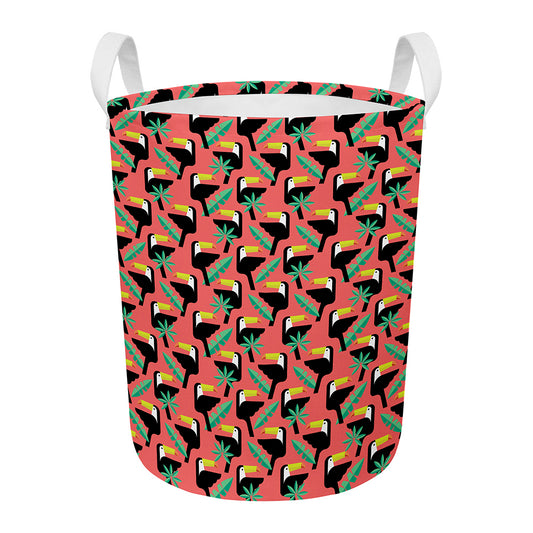 Tropical Toco Toucan Pattern Print Round Laundry Basket