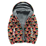 Tropical Toco Toucan Pattern Print Sherpa Lined Zip Up Hoodie
