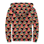 Tropical Toco Toucan Pattern Print Sherpa Lined Zip Up Hoodie