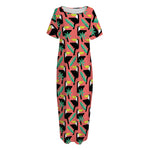 Tropical Toco Toucan Pattern Print Short Sleeve Long Nightdress