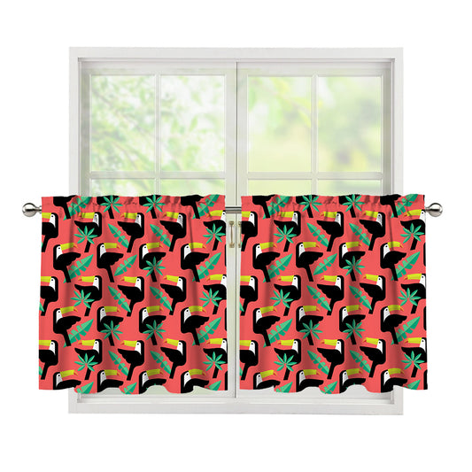 Tropical Toco Toucan Pattern Print Tier Curtains