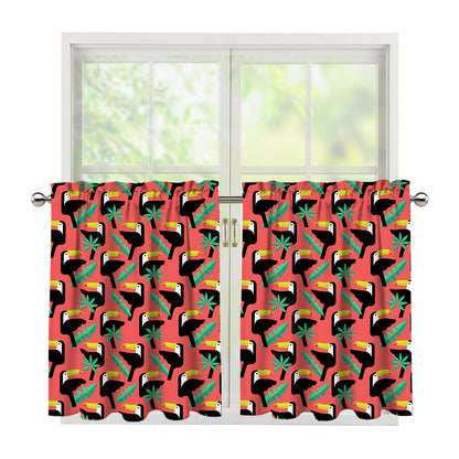 Tropical Toco Toucan Pattern Print Tier Curtains