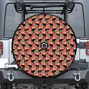 Tropical Toco Toucan Pattern Print Tire Cover With Camera Hole