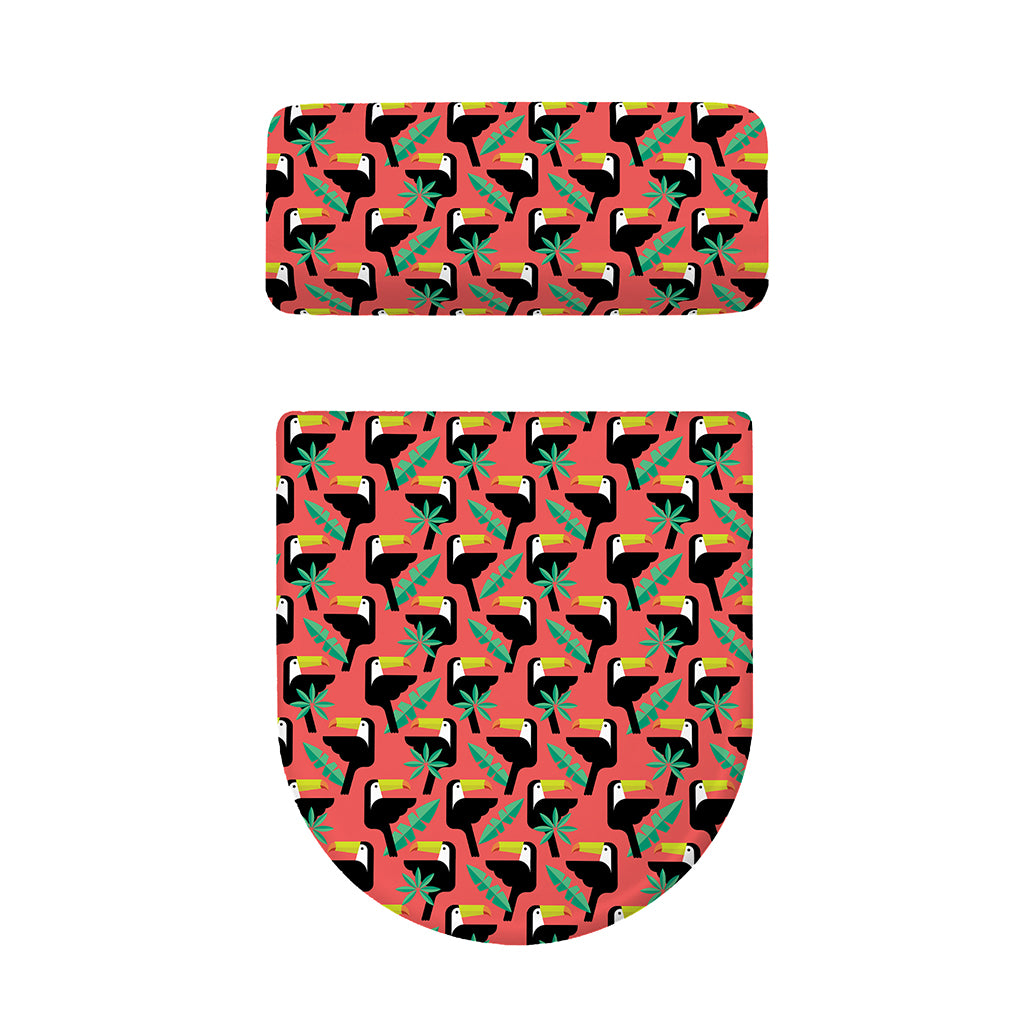 Tropical Toco Toucan Pattern Print Toilet Lid And Tank Cover Set