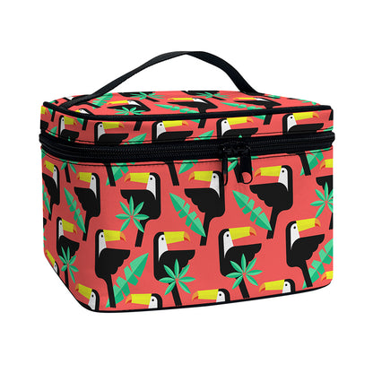 Tropical Toco Toucan Pattern Print Travel Makeup Bag