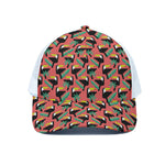 Tropical Toco Toucan Pattern Print White Mesh Trucker Cap