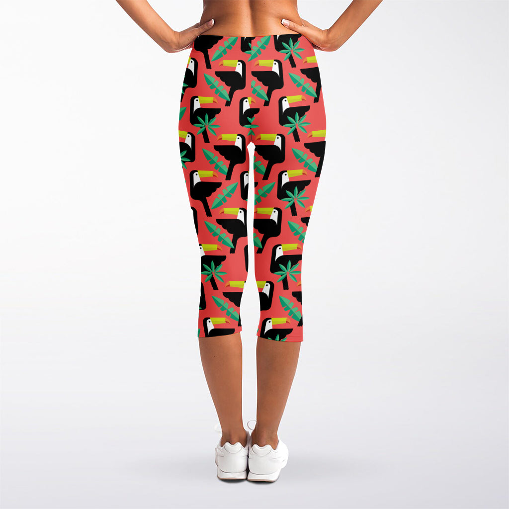 Tropical Toco Toucan Pattern Print Women's Capri Leggings