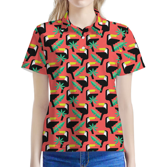 Tropical Toco Toucan Pattern Print Women's Polo Shirt