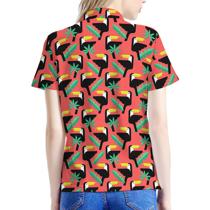 Tropical Toco Toucan Pattern Print Women's Polo Shirt