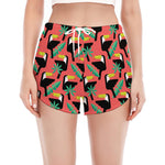 Tropical Toco Toucan Pattern Print Women's Split Running Shorts