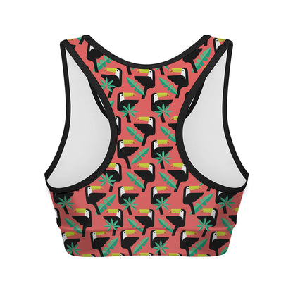 Tropical Toco Toucan Pattern Print Women's Sports Bra