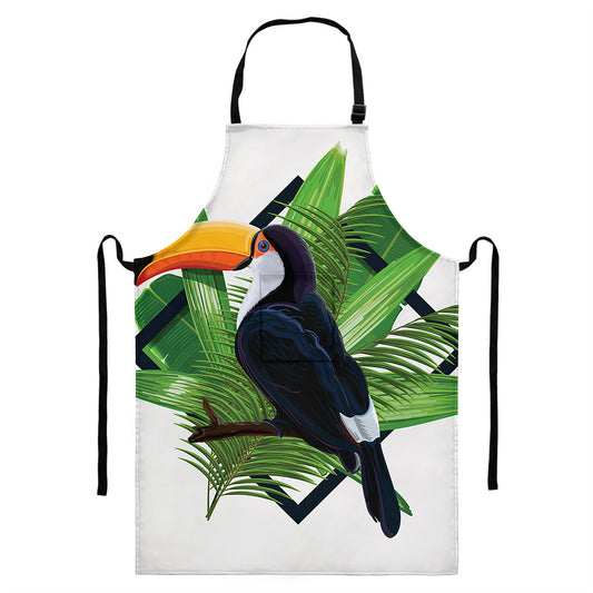 Tropical Toco Toucan Print Bib Apron With Pocket