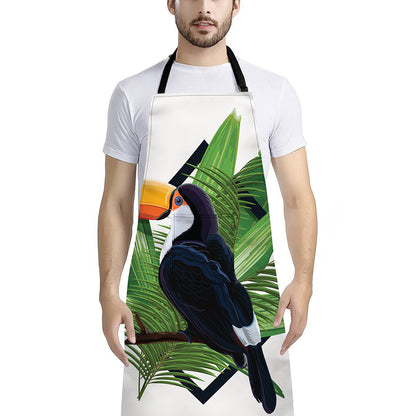 Tropical Toco Toucan Print Bib Apron With Pocket