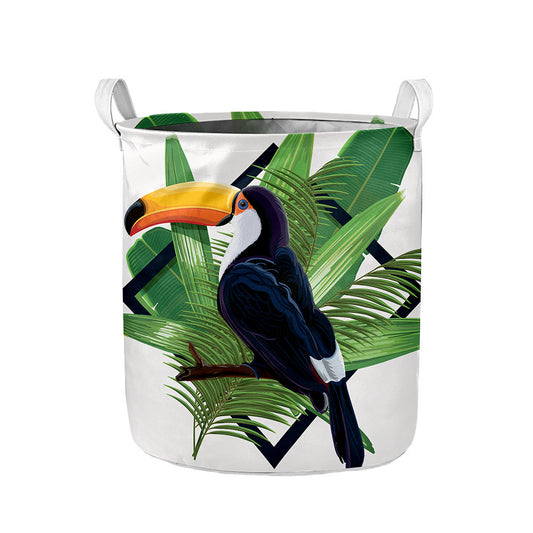 Tropical Toco Toucan Print Collapsible Laundry Basket