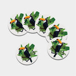 Tropical Toco Toucan Print Leather Coaster Set