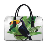 Tropical Toco Toucan Print Leather Duffle Bag