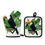Tropical Toco Toucan Print Oven Mitt And Pot Holder Set