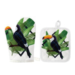 Tropical Toco Toucan Print Oven Mitt And Pot Holder Set
