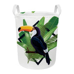 Tropical Toco Toucan Print Round Laundry Basket