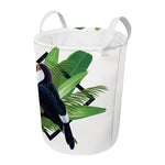 Tropical Toco Toucan Print Round Laundry Basket