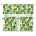 Tropical Vintage Pineapple Pattern Print 3 Piece Kitchen Curtains