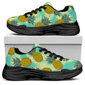 Tropical Vintage Pineapple Pattern Print Black Chunky Shoes