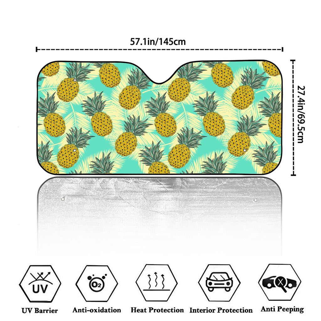 Tropical Vintage Pineapple Pattern Print Car Windshield Sun Shade