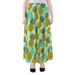 Tropical Vintage Pineapple Pattern Print Chiffon Maxi Skirt