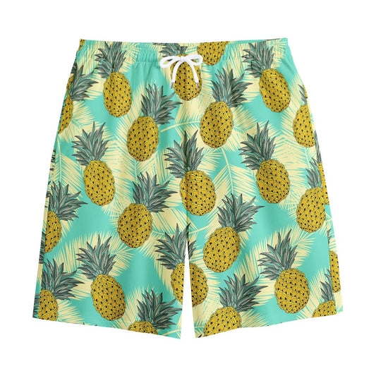 Tropical Vintage Pineapple Pattern Print Cotton Shorts