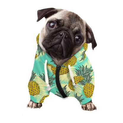 Tropical Vintage Pineapple Pattern Print Dog Zip Up Hoodie