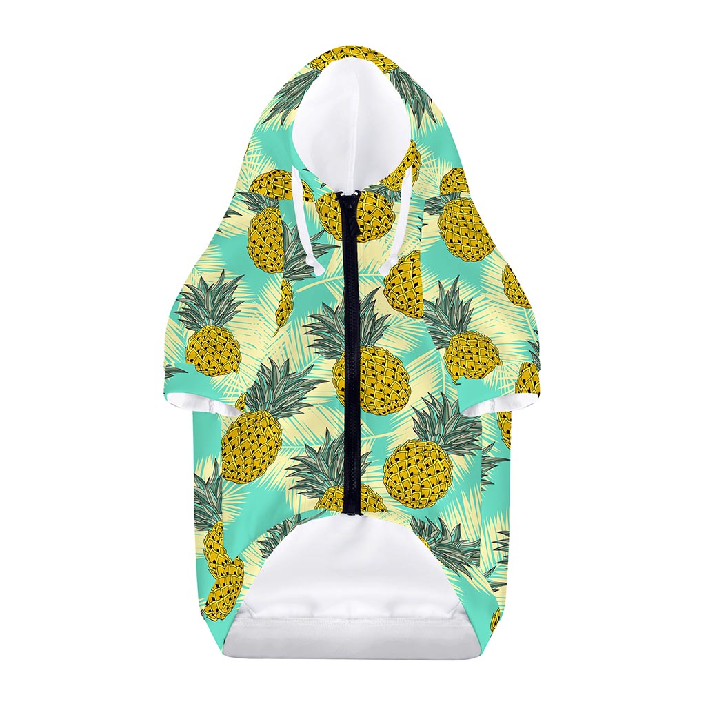 Tropical Vintage Pineapple Pattern Print Dog Zip Up Hoodie