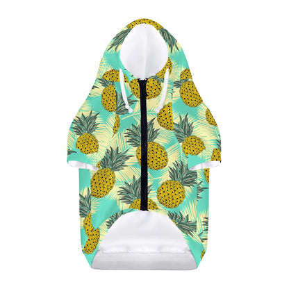 Tropical Vintage Pineapple Pattern Print Dog Zip Up Hoodie