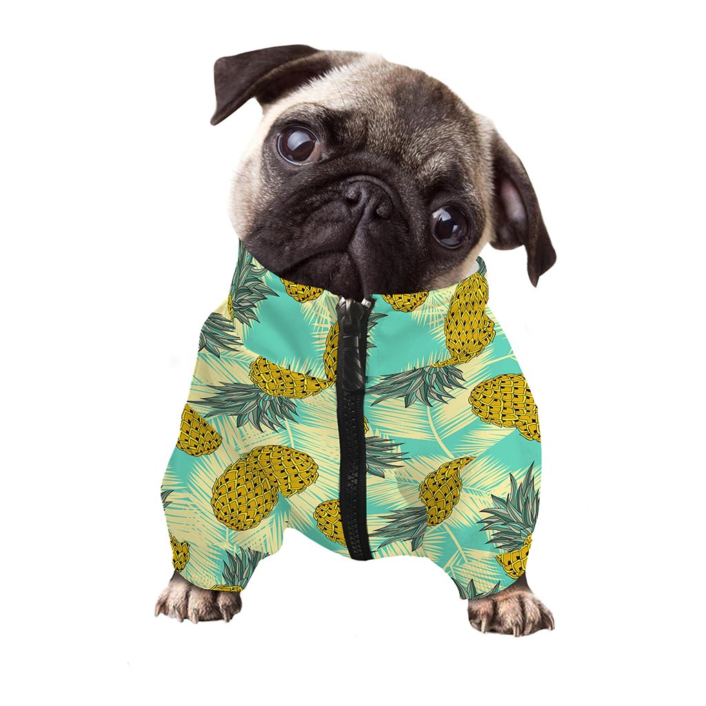 Tropical Vintage Pineapple Pattern Print Dog Zip Up Jacket