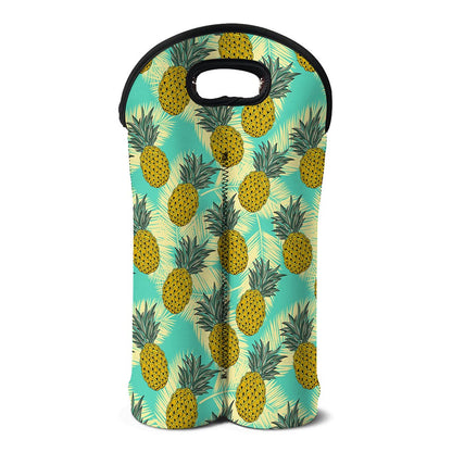 Tropical Vintage Pineapple Pattern Print Double Neoprene Wine Tote