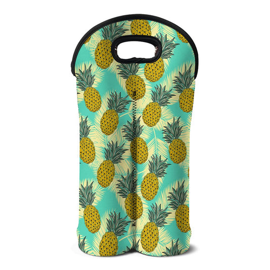 Tropical Vintage Pineapple Pattern Print Double Neoprene Wine Tote