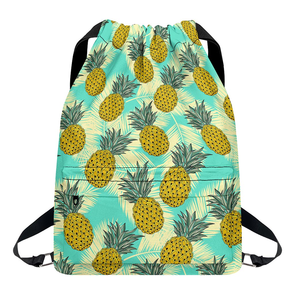 Tropical Vintage Pineapple Pattern Print Drawstring Backpack