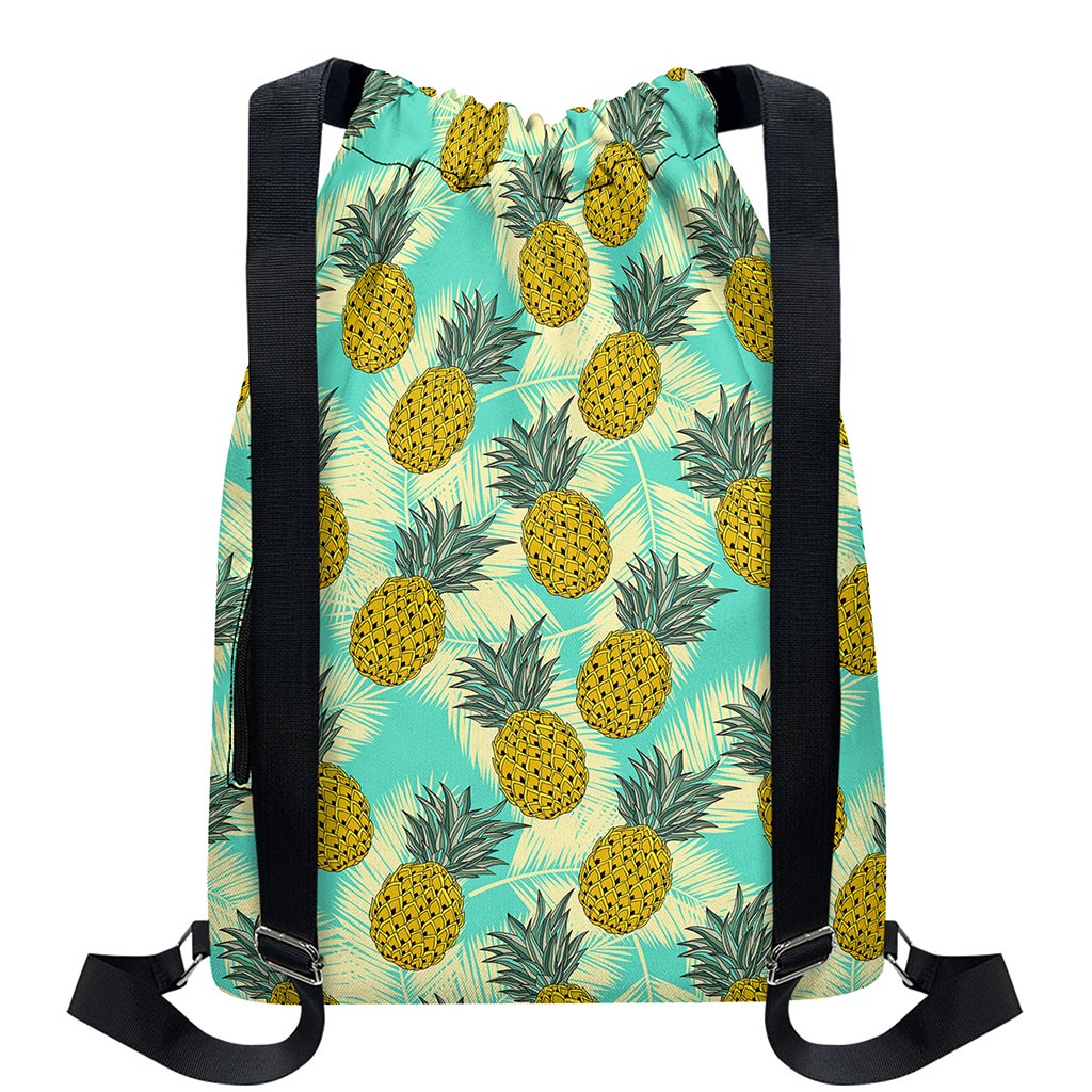 Tropical Vintage Pineapple Pattern Print Drawstring Backpack