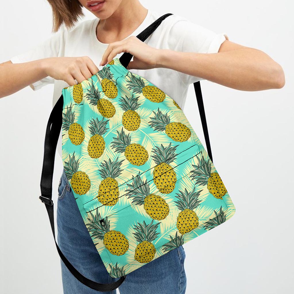 Tropical Vintage Pineapple Pattern Print Drawstring Backpack