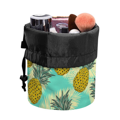Tropical Vintage Pineapple Pattern Print Drawstring Makeup Bag