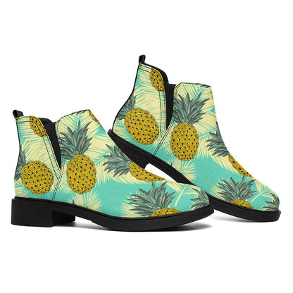 Tropical Vintage Pineapple Pattern Print Flat Ankle Boots