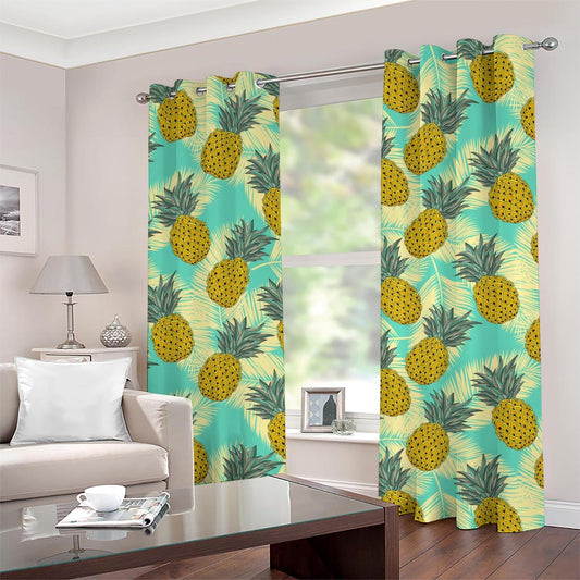 Tropical Vintage Pineapple Pattern Print Grommet Curtains