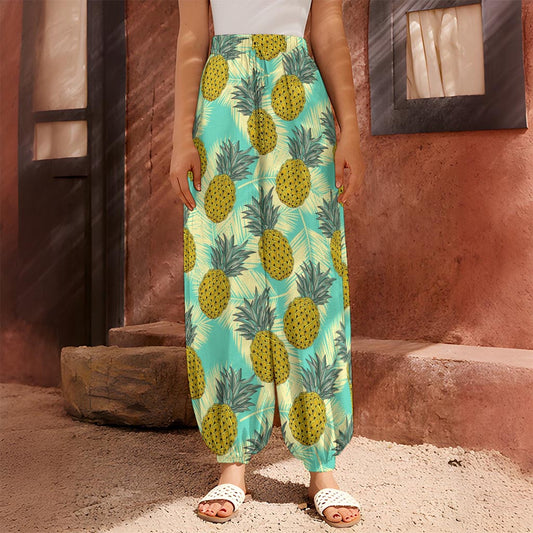 Tropical Vintage Pineapple Pattern Print Harem Pants
