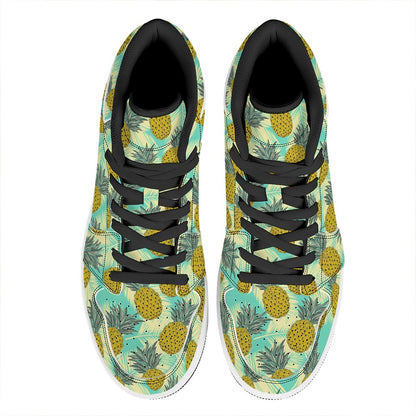 Tropical Vintage Pineapple Pattern Print High Top Leather Sneakers